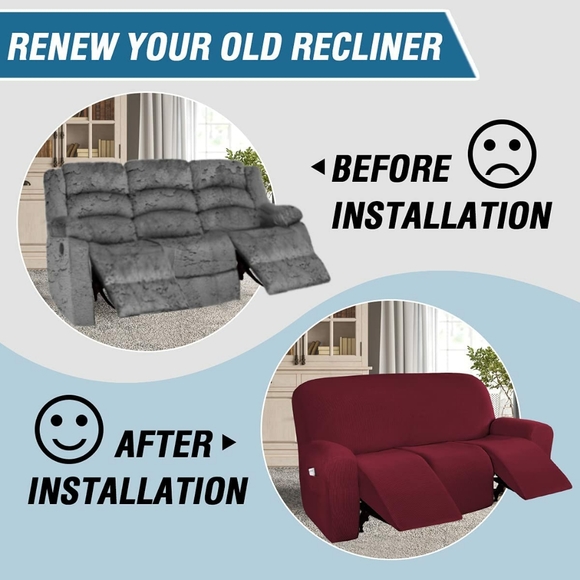 3 Seaters Super Stretch Recliner Sofa Covers Reclining Couch Cover Recliner Sofa - Picture 6 of 8